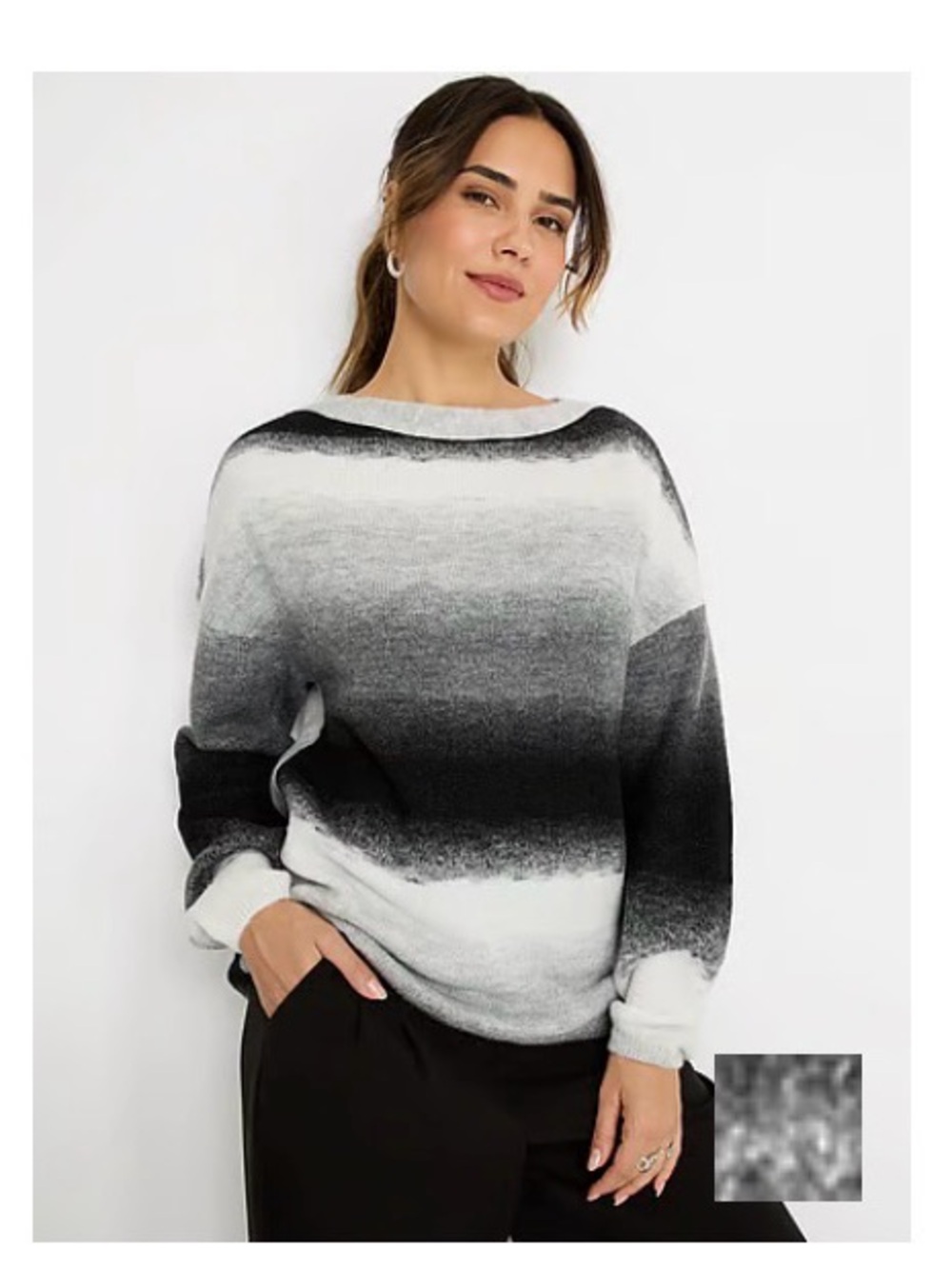 Lascana Ombre Knit Sweater - Black & White
